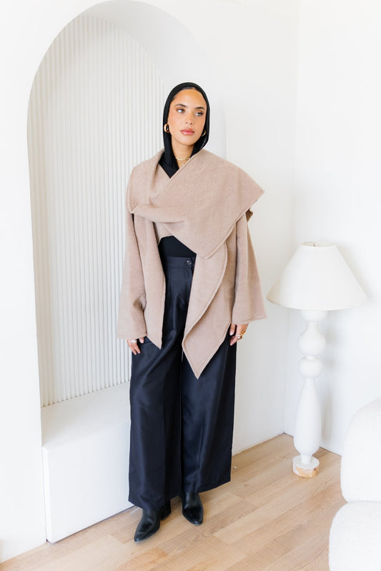 Scarfed Wool Jacket - Beige