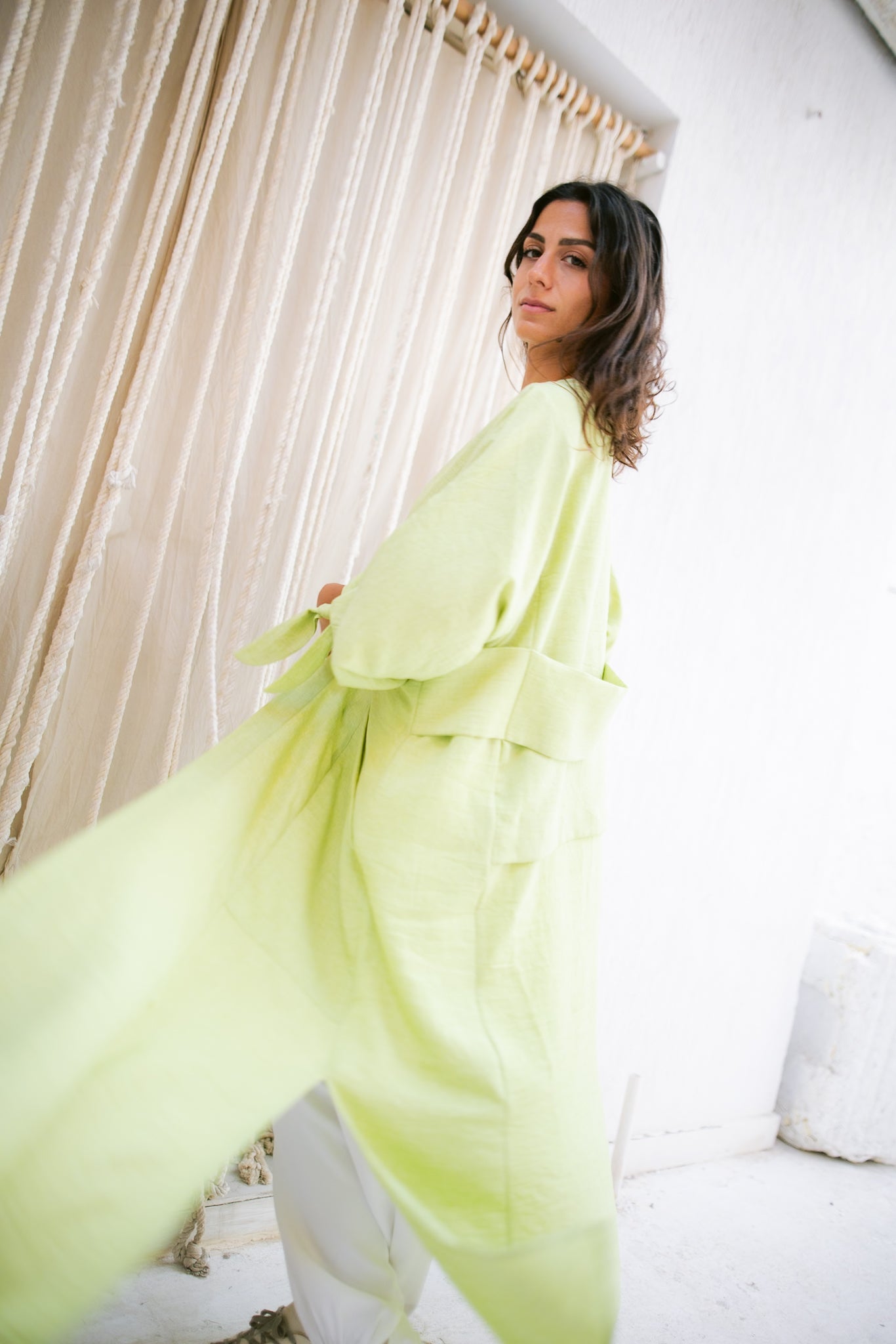 The Aura Kaftan- Lime
