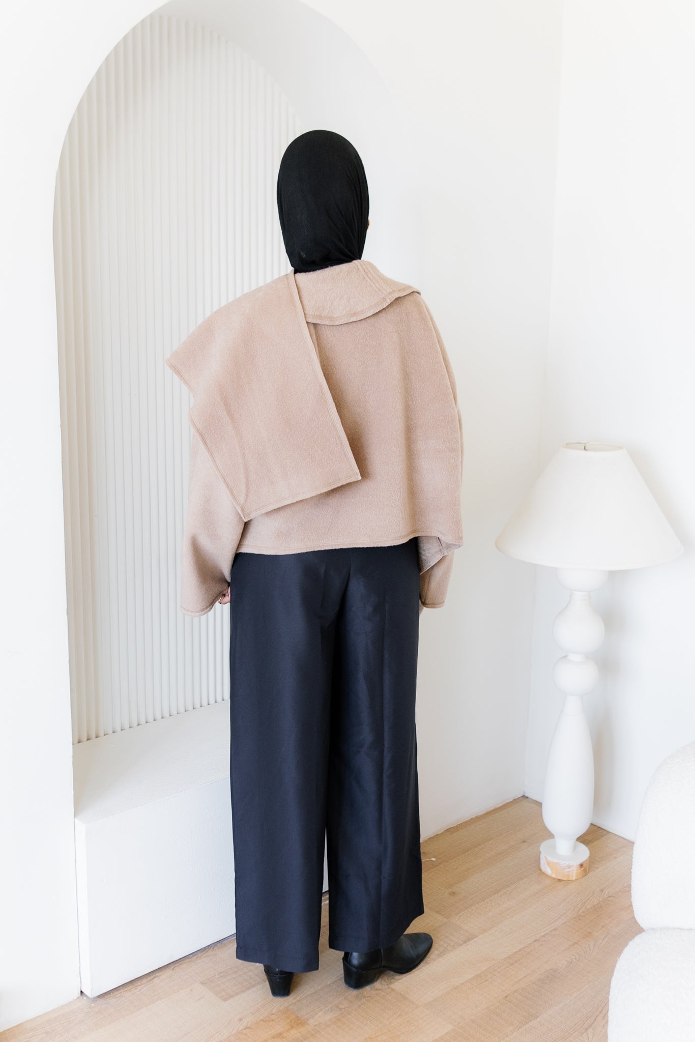 Scarfed Wool Jacket - Beige