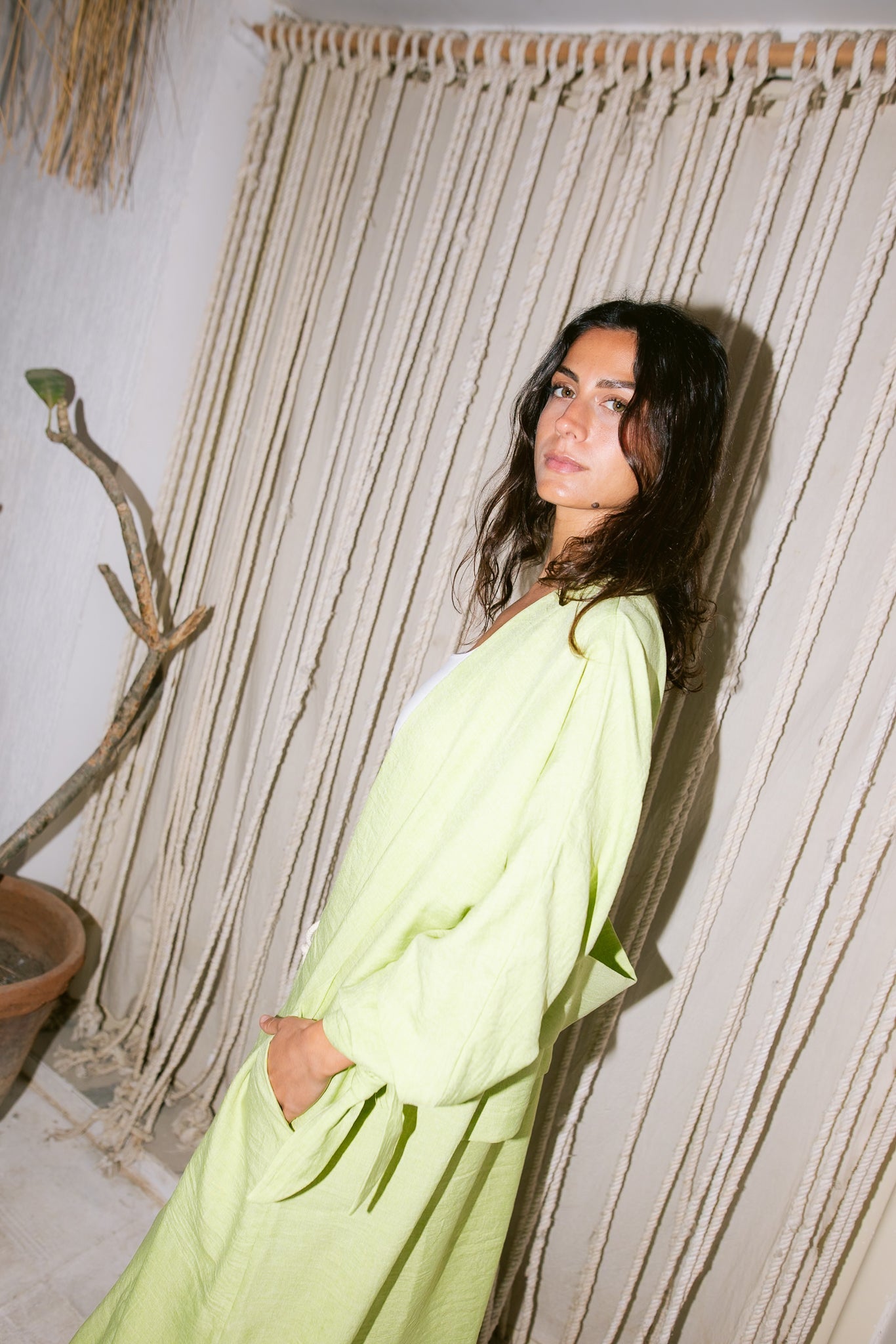 The Aura Kaftan- Lime
