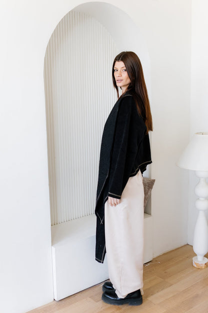 Scarfed Wool Jacket - Black