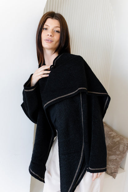 Scarfed Wool Jacket - Black