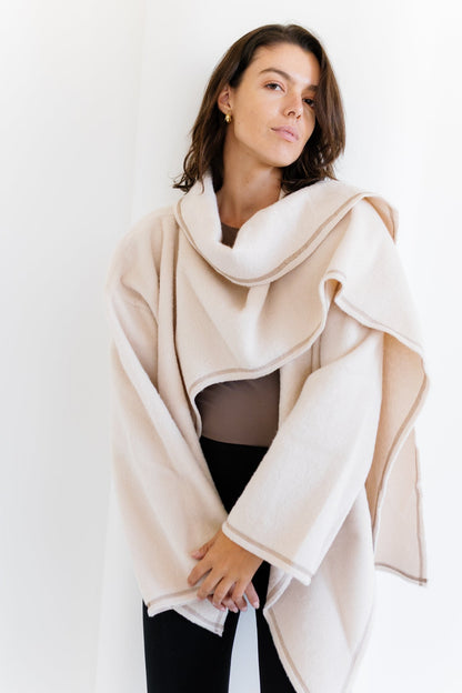 Scarfed Wool Jacket - Creme