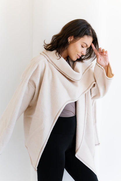 Scarfed Wool Jacket - Creme