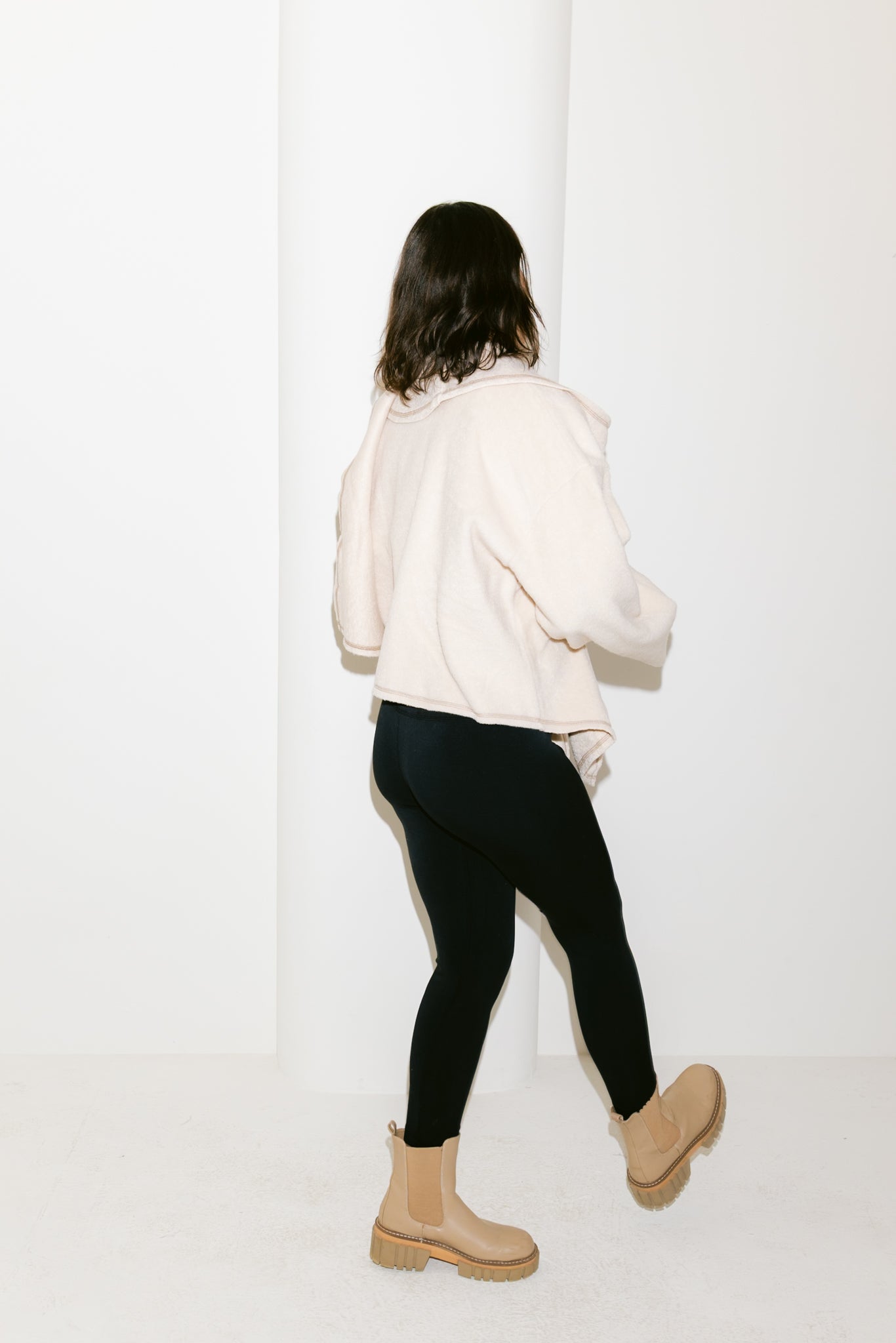 Scarfed Wool Jacket - Creme
