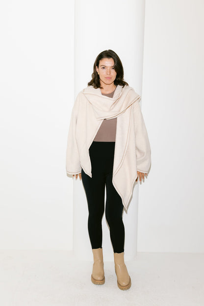 Scarfed Wool Jacket - Creme