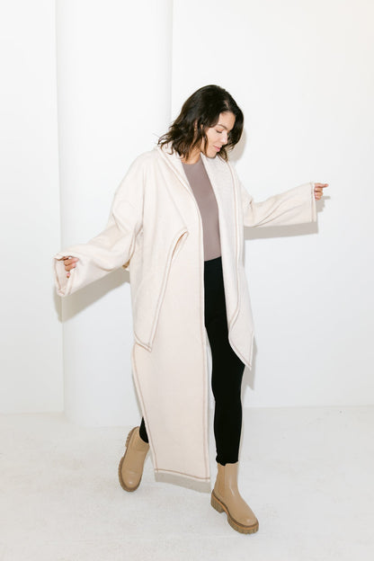 Scarfed Wool Jacket - Creme