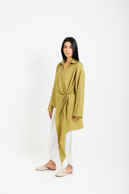 Tied Up Asymmetrical Top - Pistachio