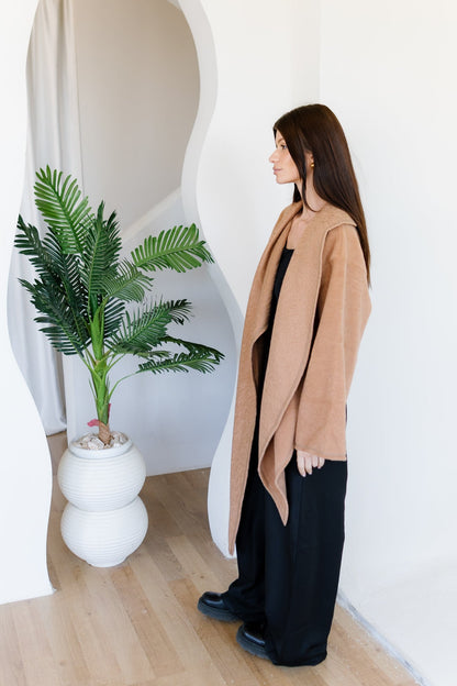 Scarfed Wool Jacket - Camel