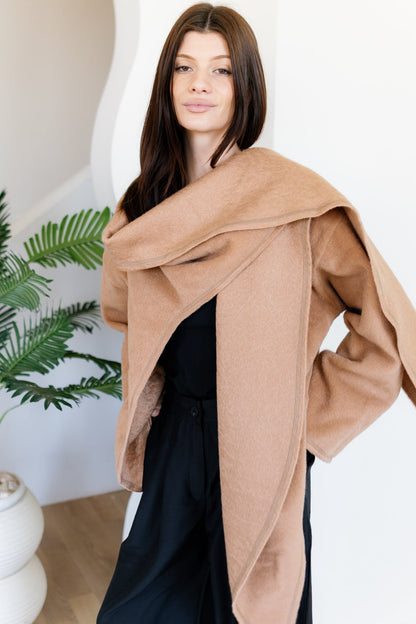 Scarfed Wool Jacket - Camel