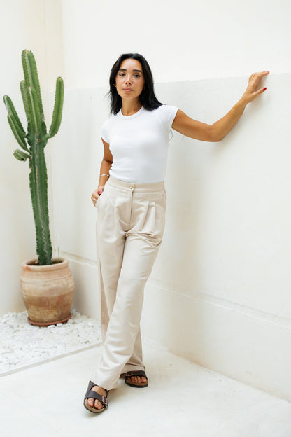 Darted Pants - Beige