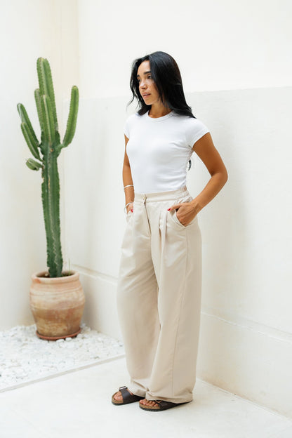 Darted Pants - Beige
