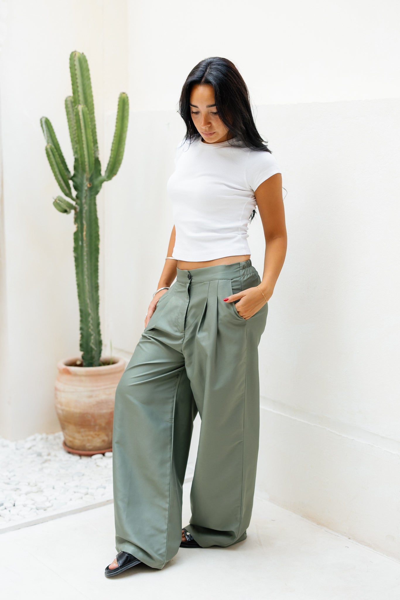 Darted Pants - Olive