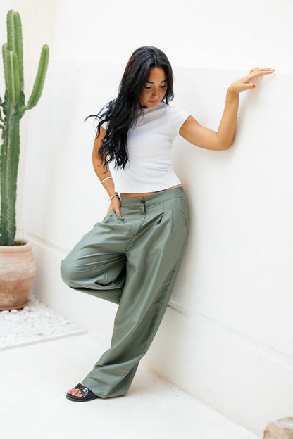 Darted Pants - Olive