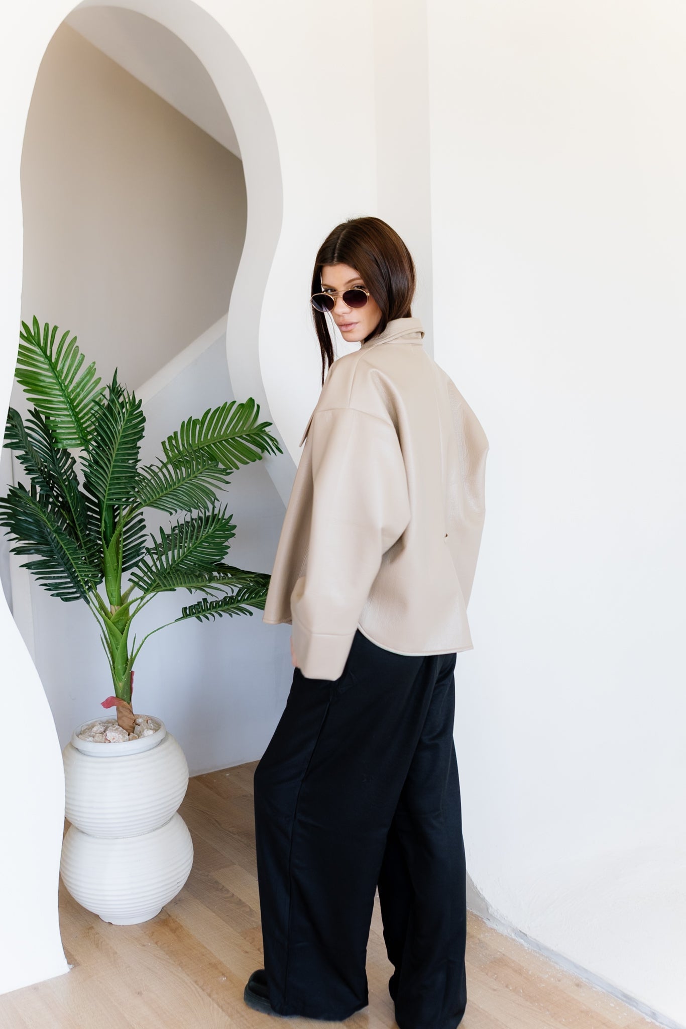 Urban Leather Jacket - Creme