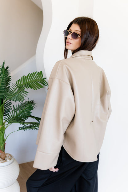 Urban Leather Jacket - Creme