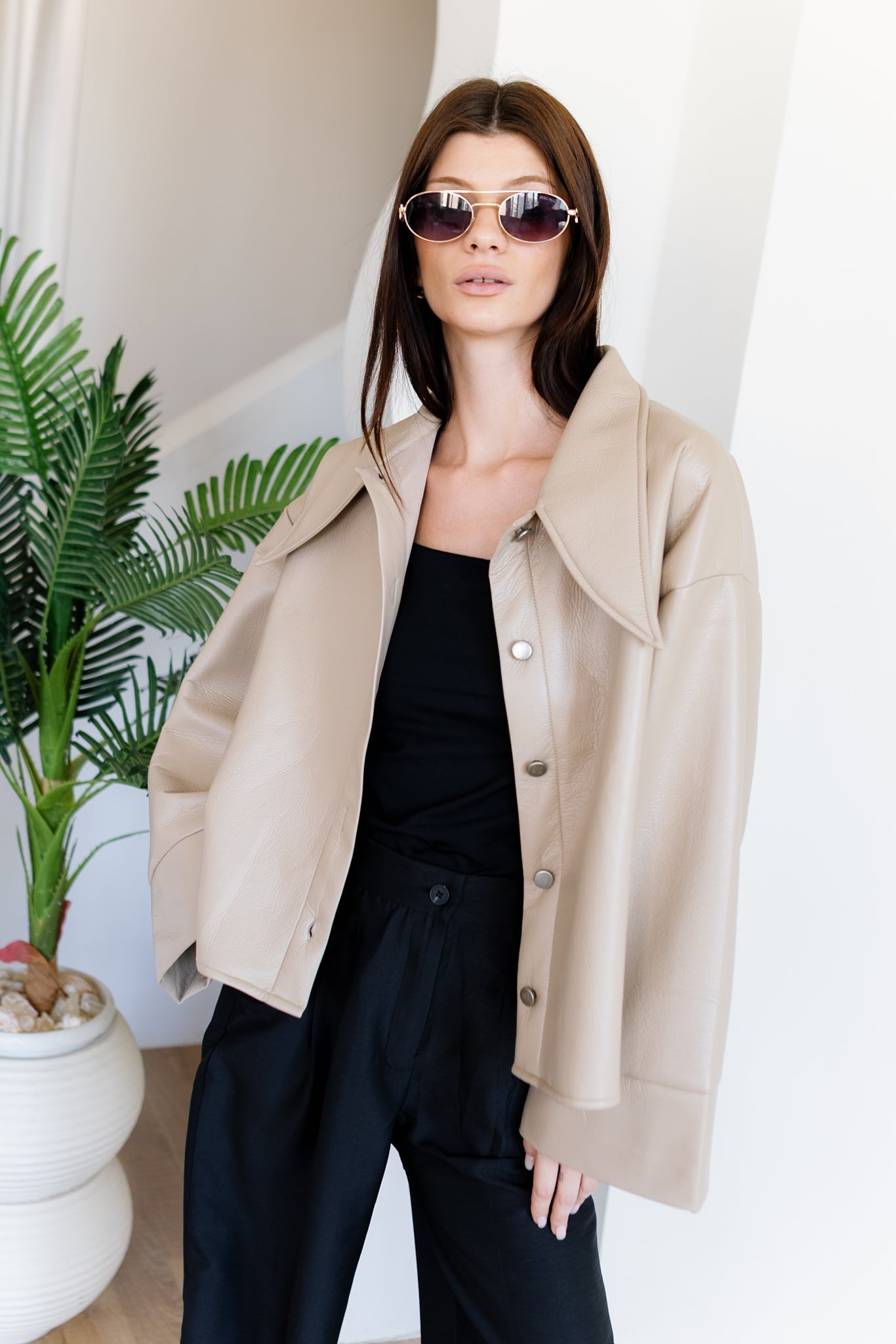 Urban Leather Jacket - Creme