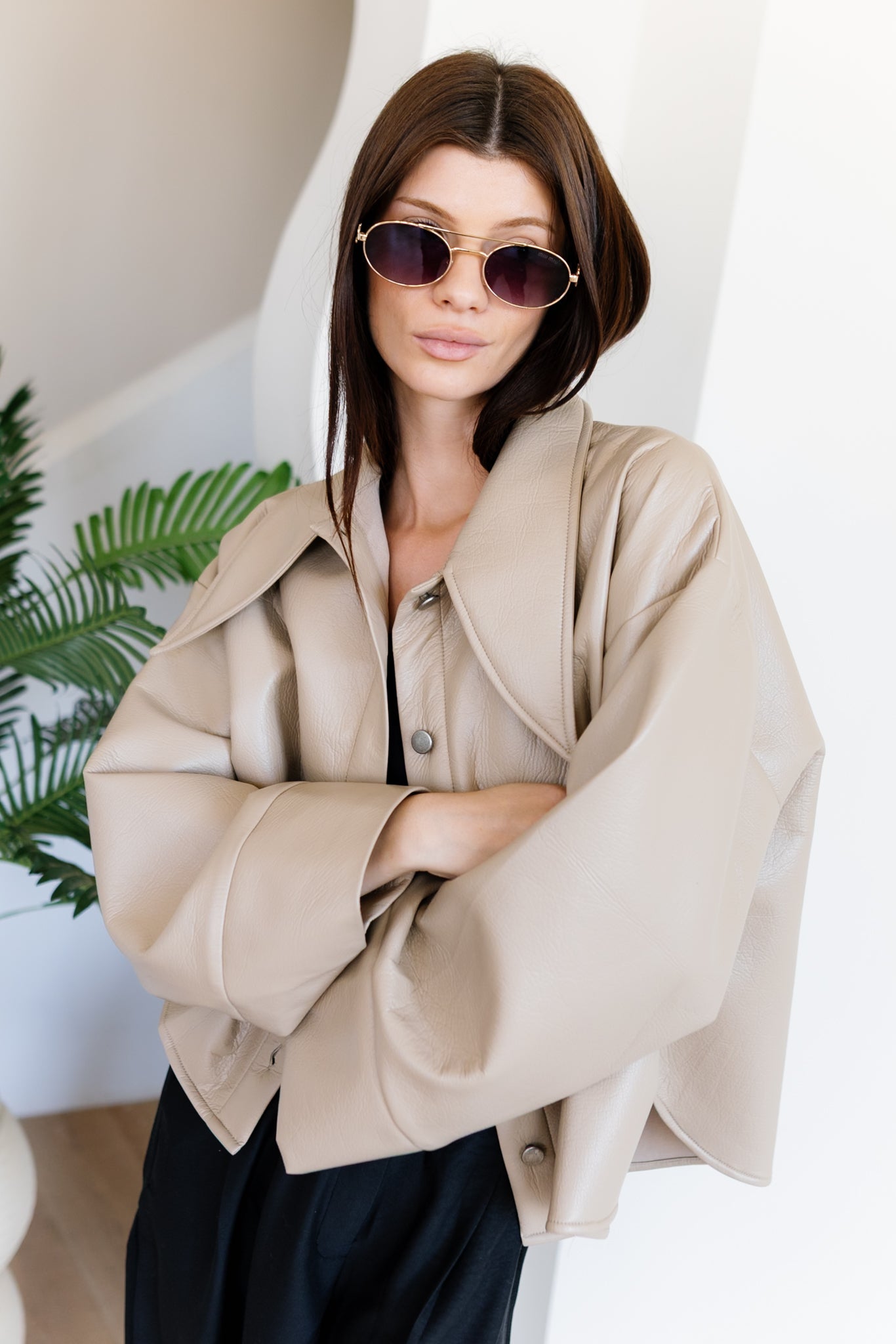 Urban Leather Jacket - Creme