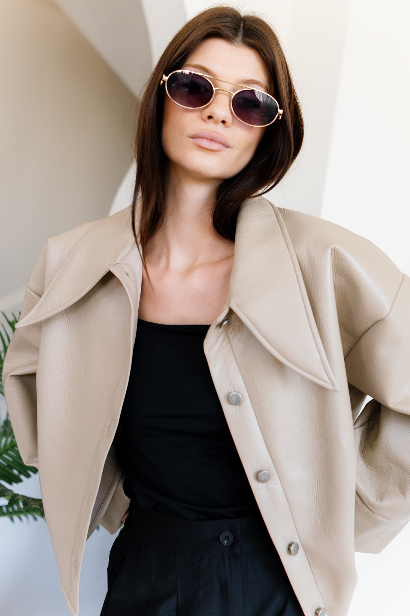 Urban Leather Jacket - Creme