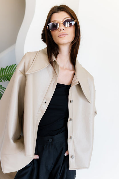 Urban Leather Jacket - Creme