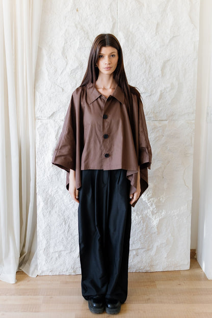 Cape Cropped Trench - Dark Brown