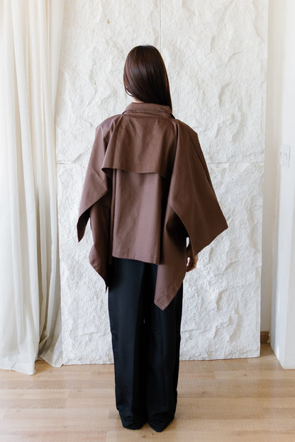 Cape Cropped Trench - Dark Brown