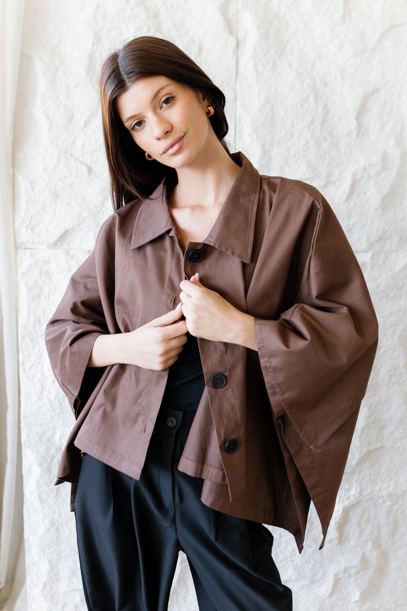 Cape Cropped Trench - Dark Brown