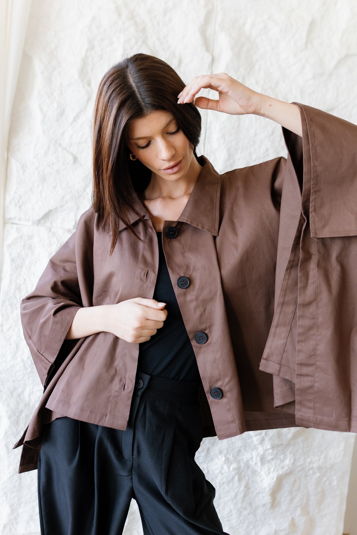 Cape Cropped Trench - Dark Brown