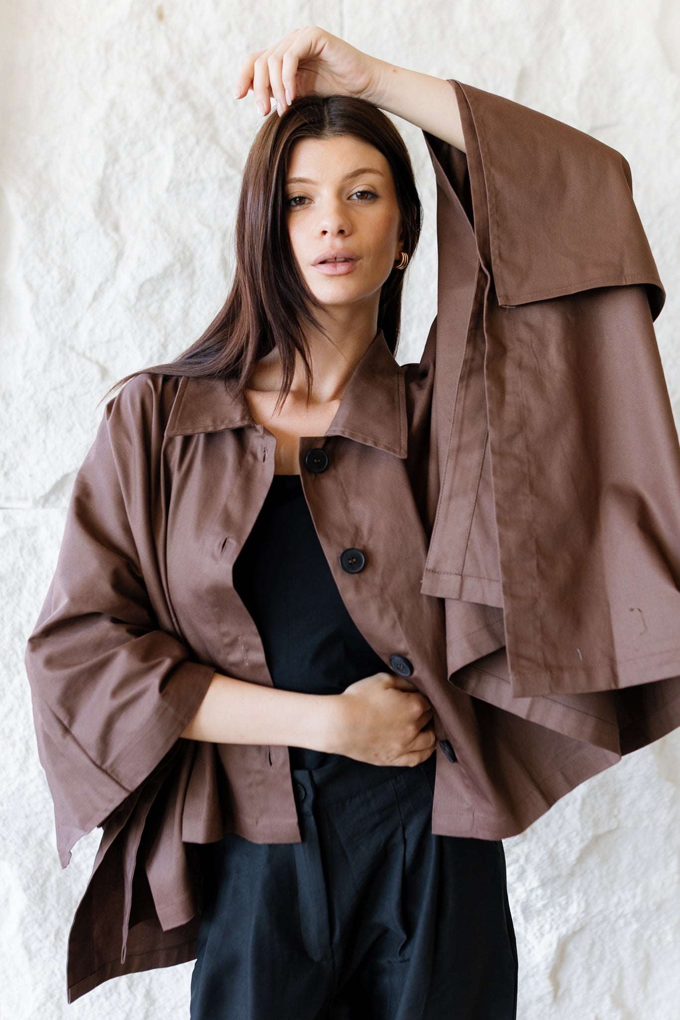 Cape Cropped Trench - Dark Brown