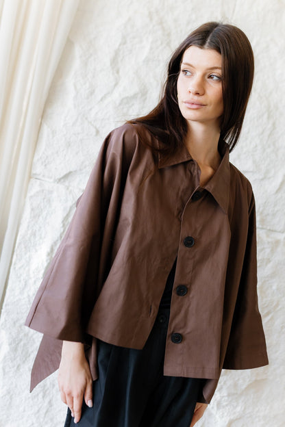 Cape Cropped Trench - Dark Brown