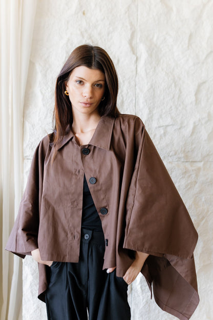 Cape Cropped Trench - Dark Brown