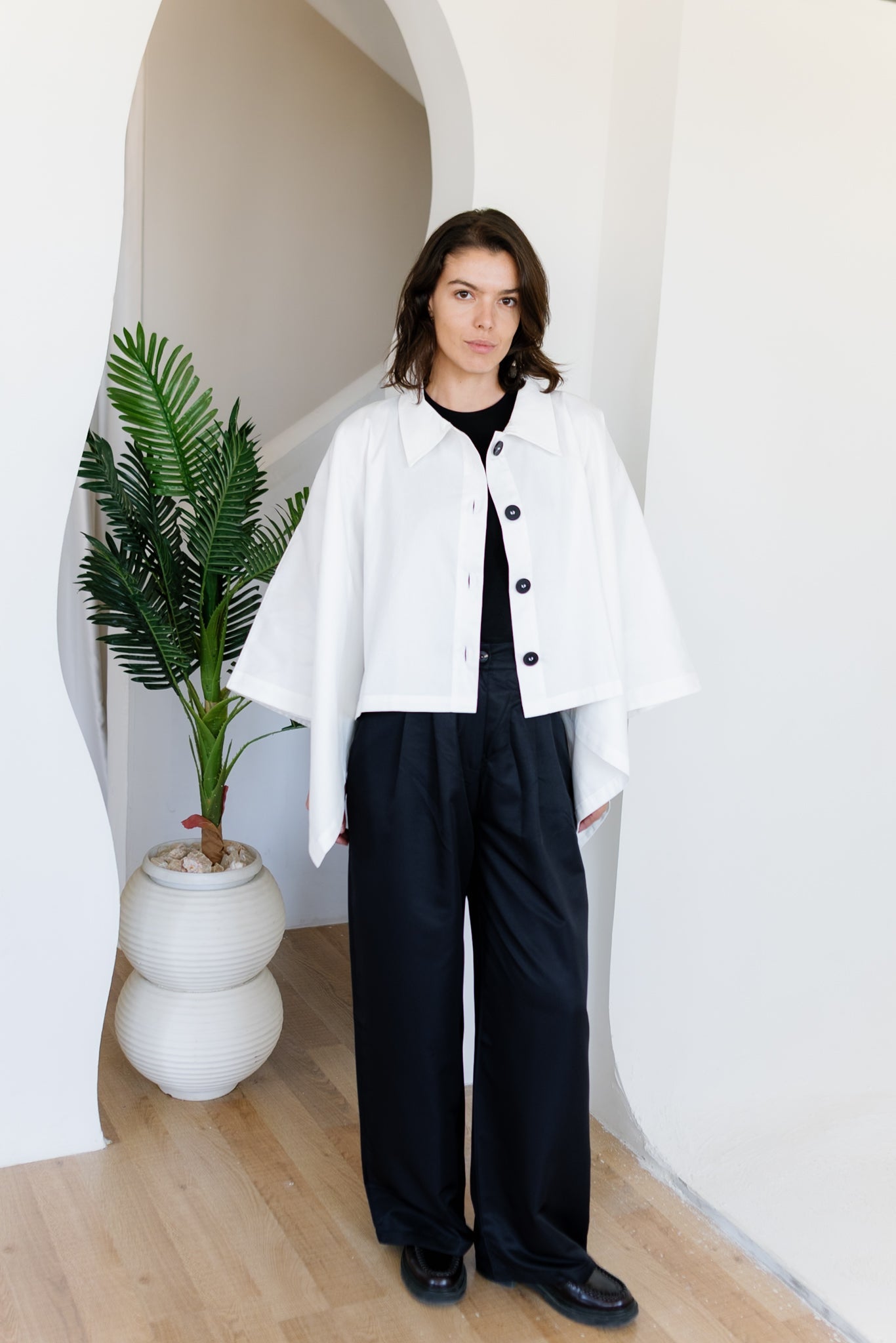 Cape Cropped Trench - Offwhite