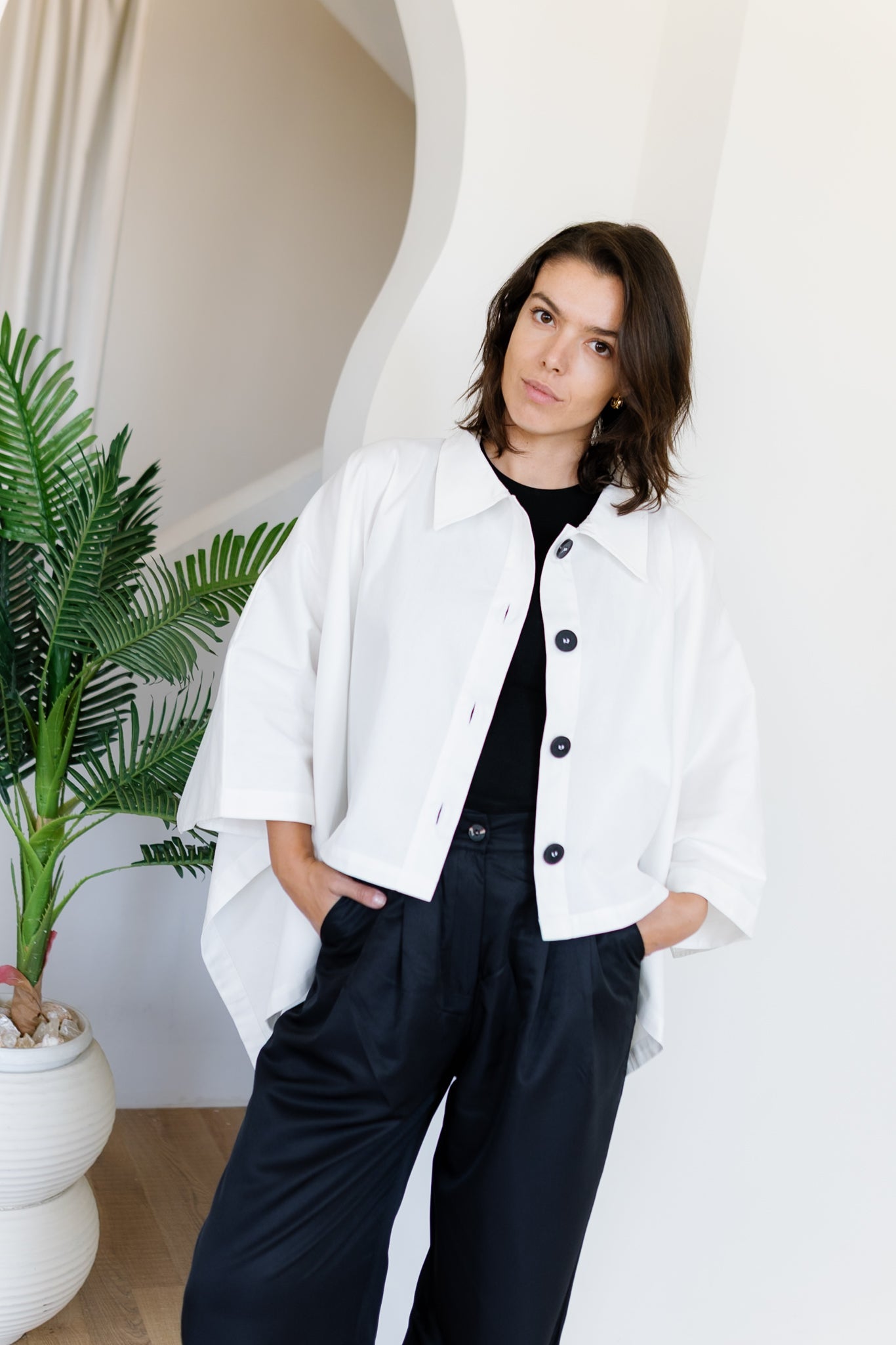 Cape Cropped Trench - Offwhite