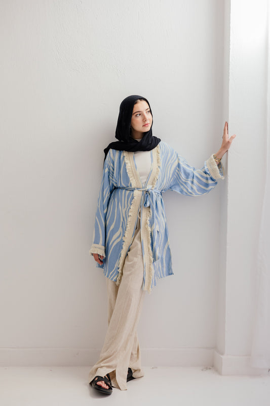 Oia Haze kimono in Sky blue