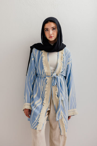 Oia Haze kimono in Sky blue