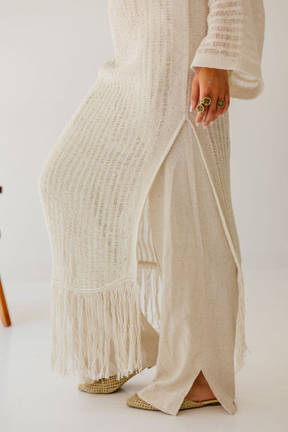 Boho Crochet Dress in Oat