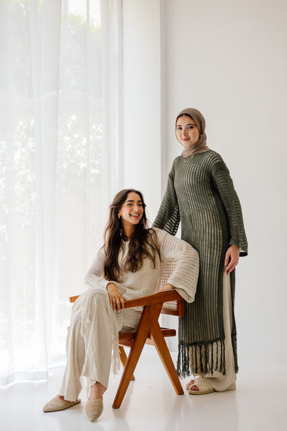 Boho Crochet Dress in Olive