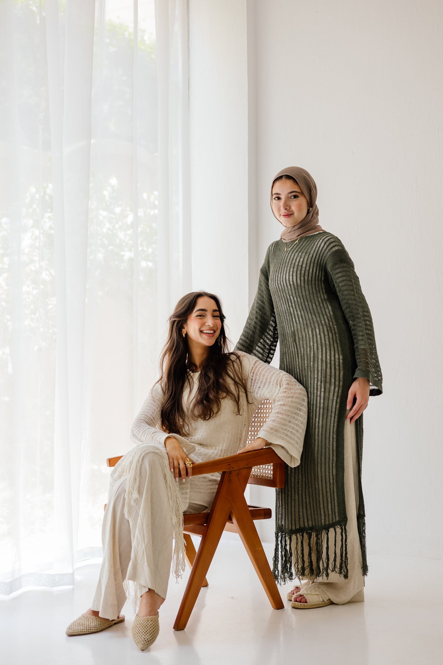 Boho Crochet Dress in Oat