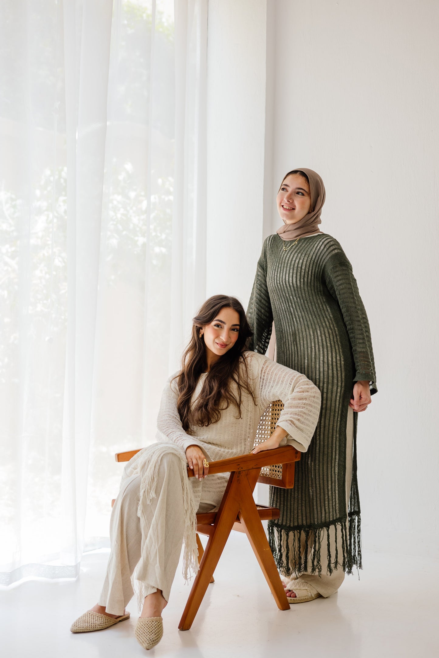 Boho Crochet Dress in Oat