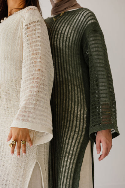 Boho Crochet Dress in Oat