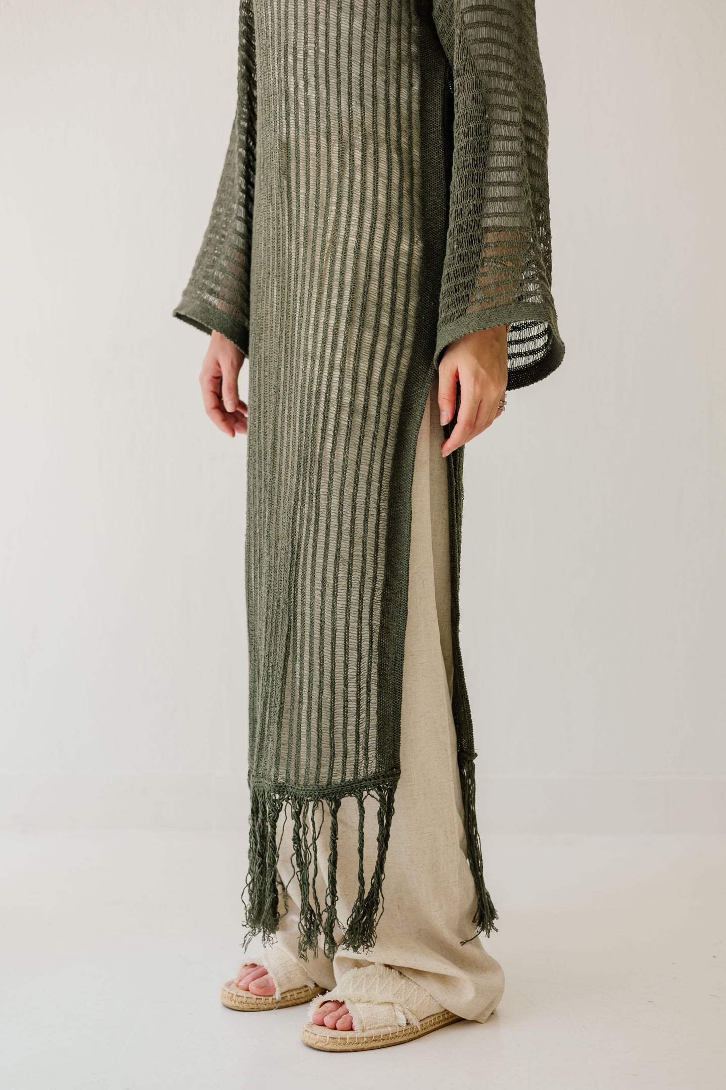 Boho Crochet Dress in Olive