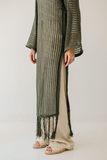 Boho Crochet Dress in Olive