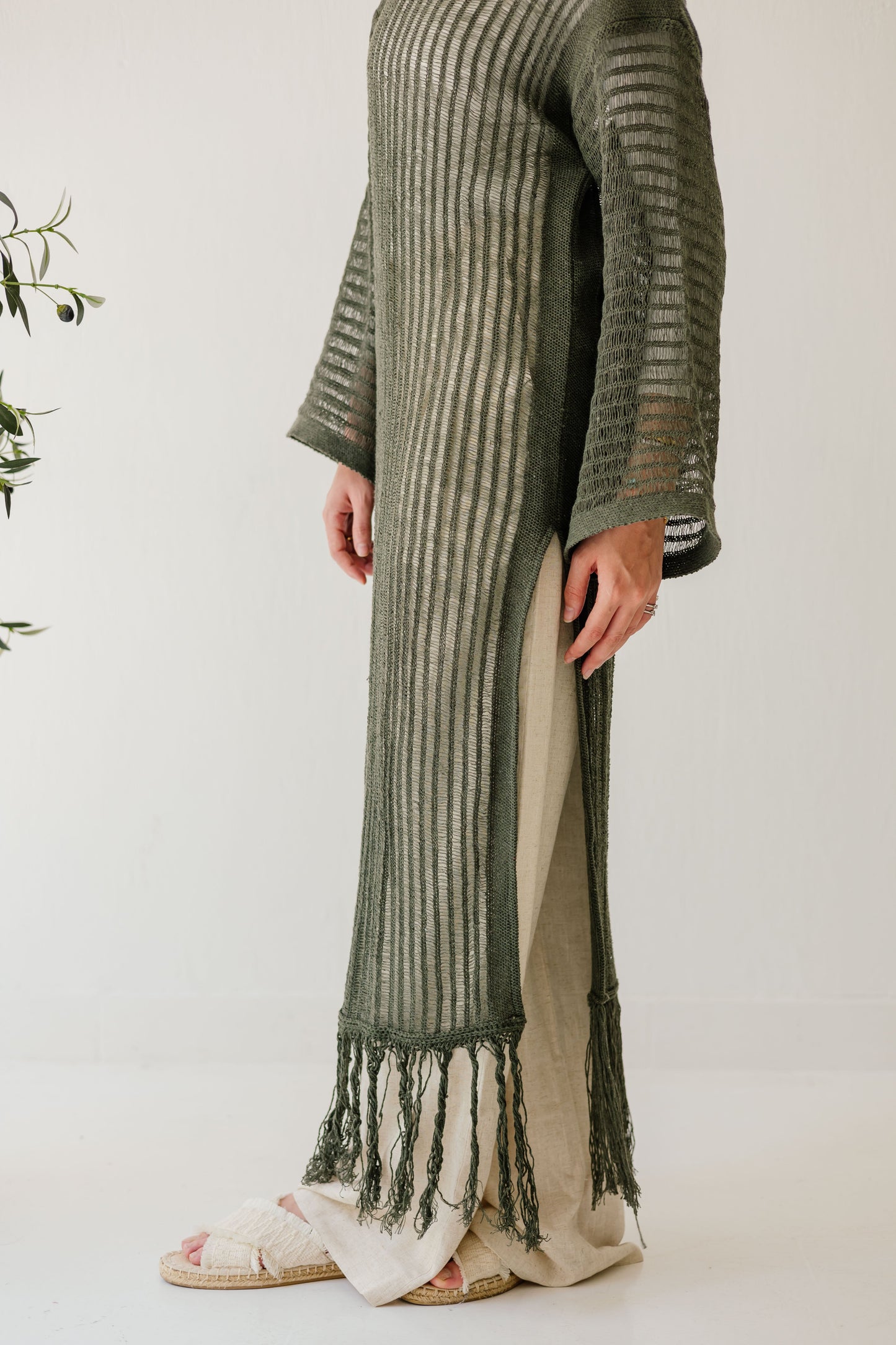 Boho Crochet Dress in Olive