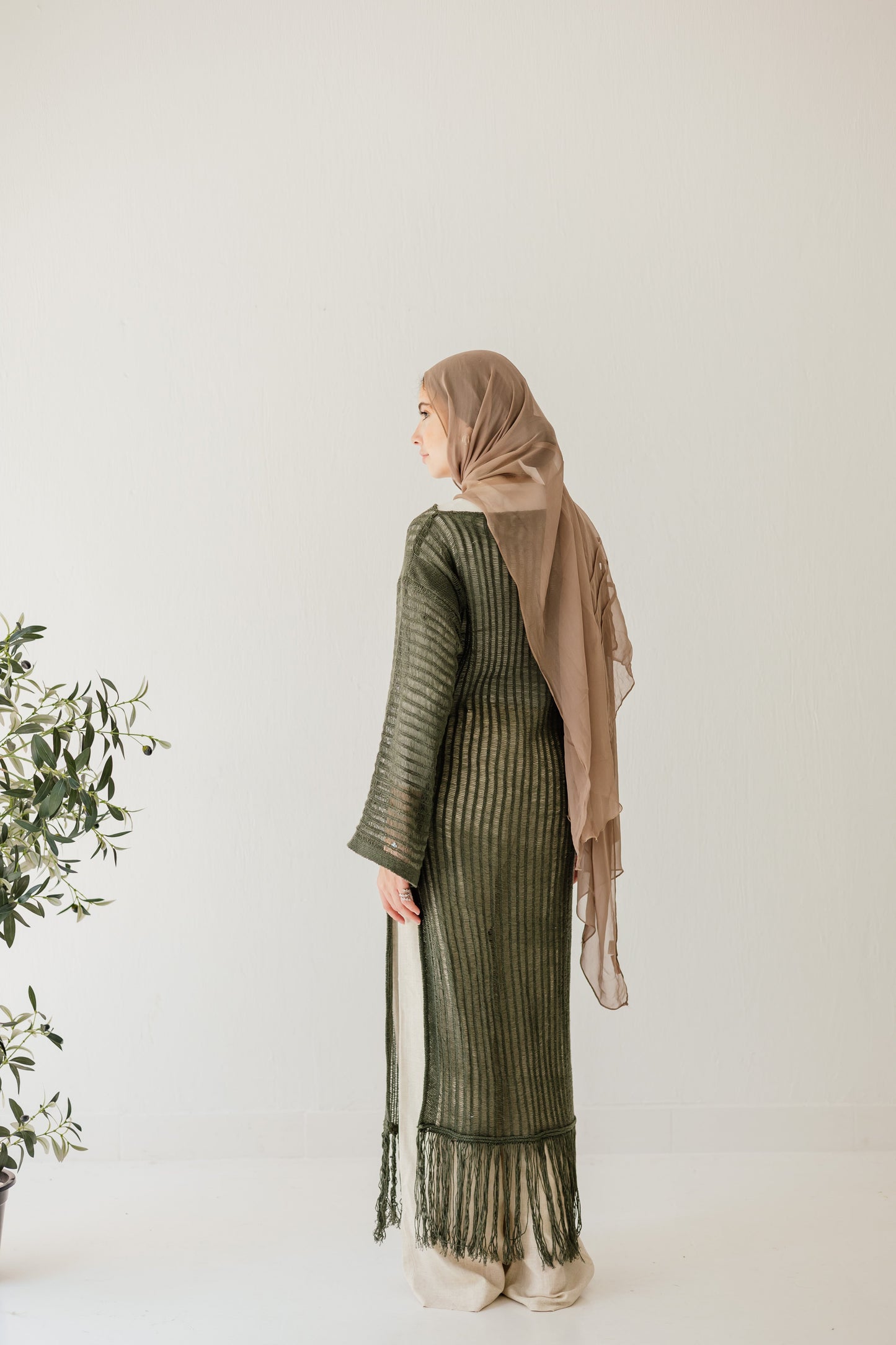 Boho Crochet Dress in Olive