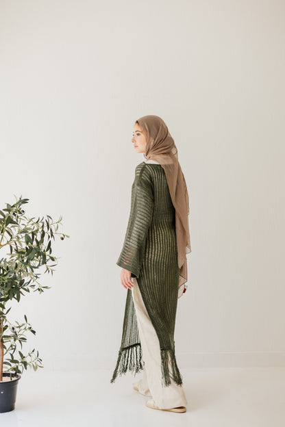 Boho Crochet Dress in Olive