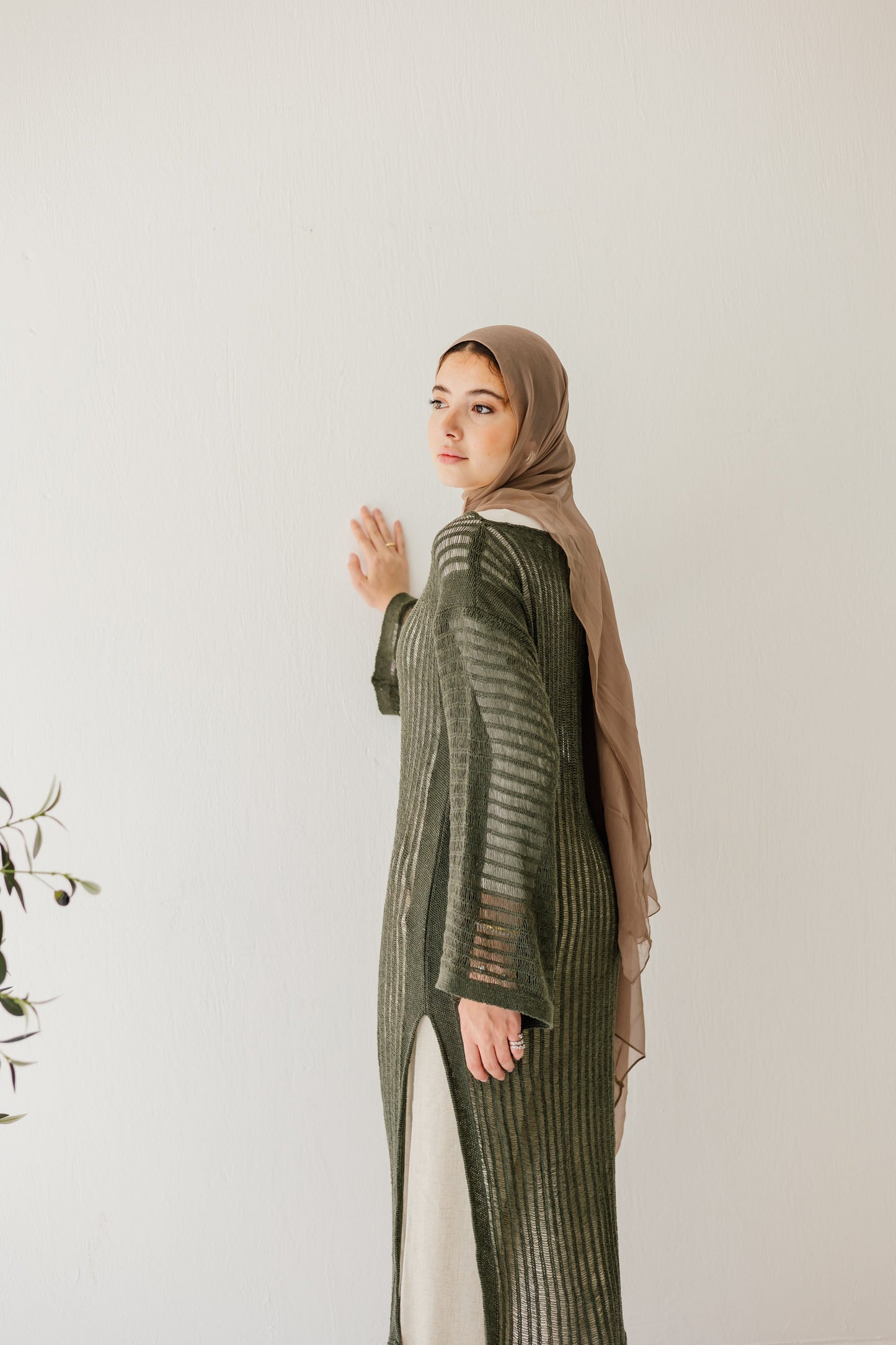 Boho Crochet Dress in Olive