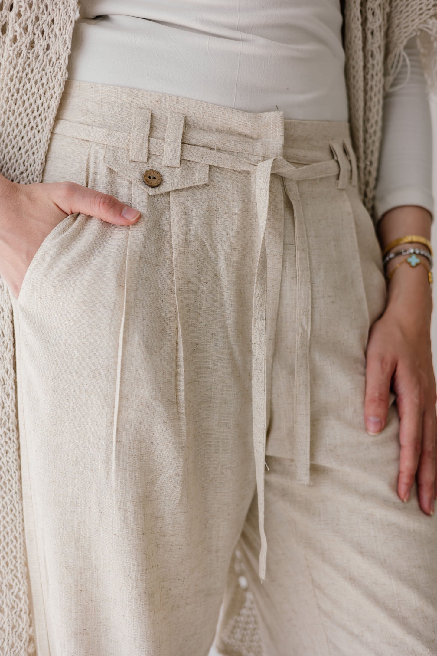 Linen Dew Pants in Beige