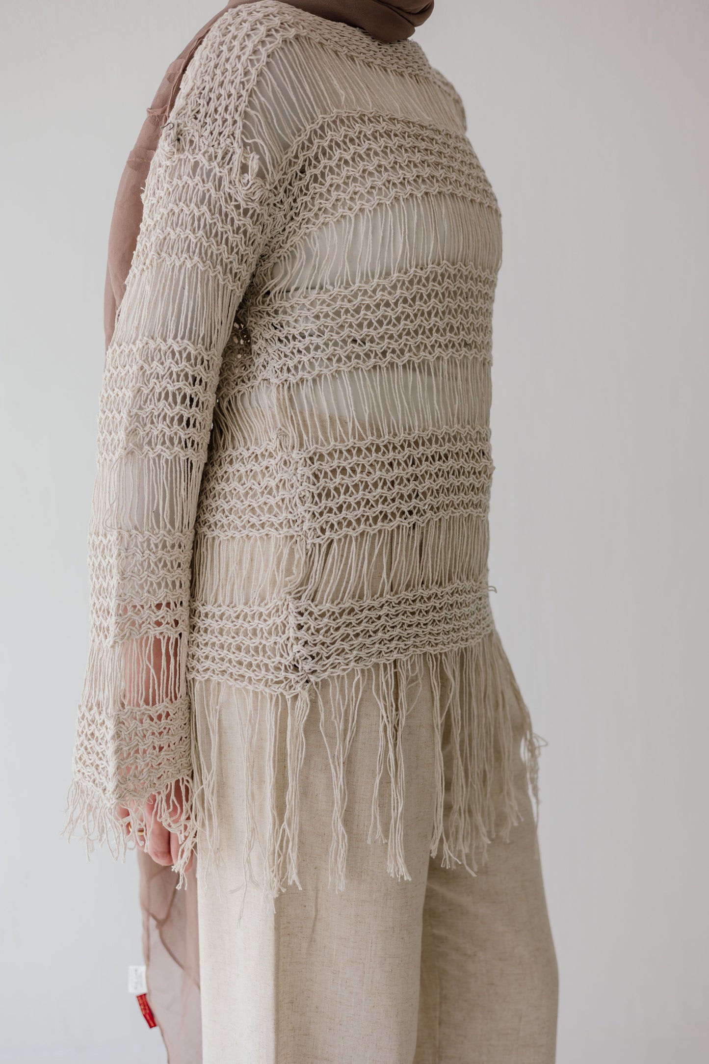 Sahara Fringed Top in Oat
