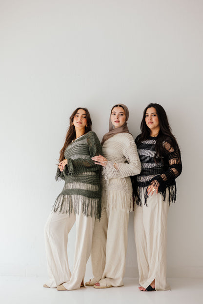 Sahara Fringed Top in Olive