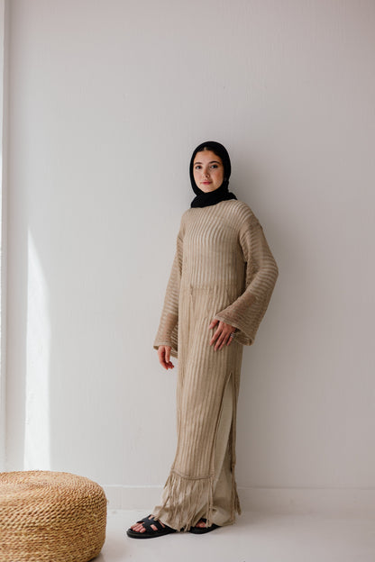 Boho Crochet Dress in Tan